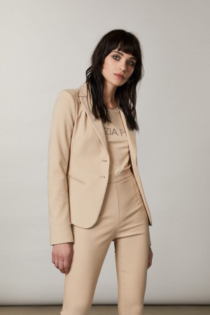 Patrizia Pepe 2-button Slim Jacket Beige | IMP831652