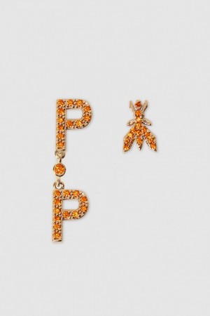 Patrizia Pepe Brass And Glass Earrings Oranssi | DKL158920