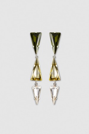 Patrizia Pepe Brass Earrings With Rhinestones Vihreä | SYE562809