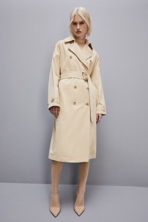 Patrizia Pepe Cotton Over Trench Coat Beige | IPO346892