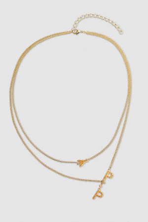 Patrizia Pepe Double Chain Brass Necklace Oranssi | BSF401695