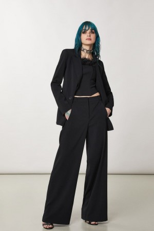 Patrizia Pepe Essential Palazzo Pants Mustat | PAZ581067