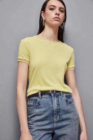 Patrizia Pepe Essential Short-sleeved Sweater Keltainen | EBW784025