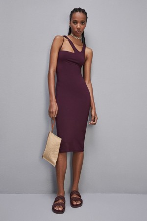 Patrizia Pepe Essential Stretch Jersey Sleeveless Dress Violetit | XMR048953