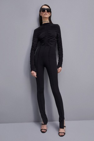 Patrizia Pepe Essential Technical Jersey Leggings Mustat | PMZ963587