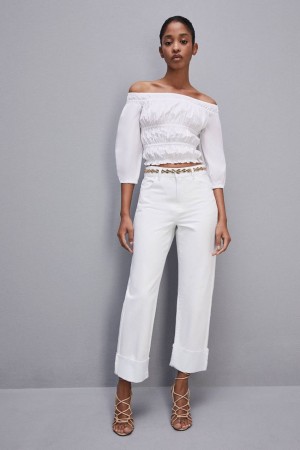 Patrizia Pepe Essential White Bull Denim Pants Valkoinen | ZLE350647