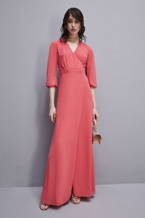 Patrizia Pepe Extra Long Wrap Dress In Georgette Pinkki | QKN562317