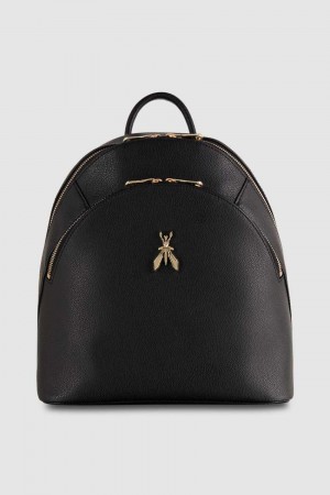 Patrizia Pepe Fly Leather Backpack With Double Pocket Mustat | KFW130278