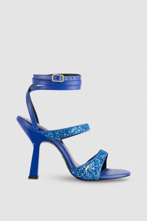 Patrizia Pepe Glitter-coated Fabric Heeled Sandal Sininen | HIT907618