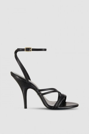 Patrizia Pepe Heeled Leather Sandals Mustat | IEJ392680