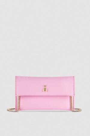 Patrizia Pepe Leather Clutch Bag With Chain Shoulder Strap Pinkki | HCO375281