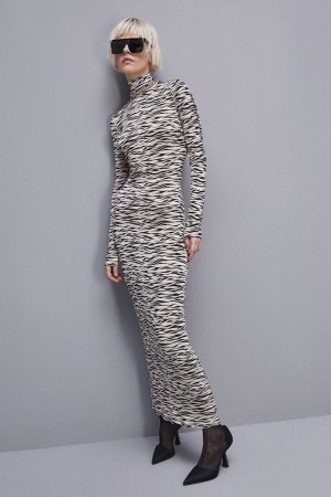 Patrizia Pepe Long Slim Fit Dress Animalier | FTL052491