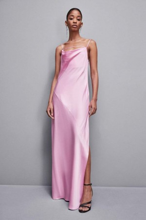 Patrizia Pepe Long Viscose Satin Mermaid Dress Pinkki | KBH104397