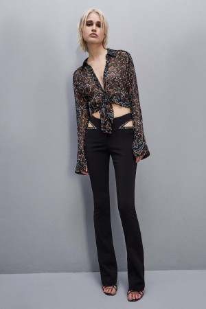 Patrizia Pepe Long-sleeved Printed Shirt Mustat | KIA607459