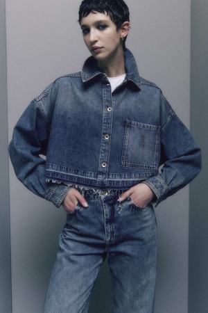 Patrizia Pepe Long-sleeved Shirt In Jeans Blue Vaaleansininen | UIO917820