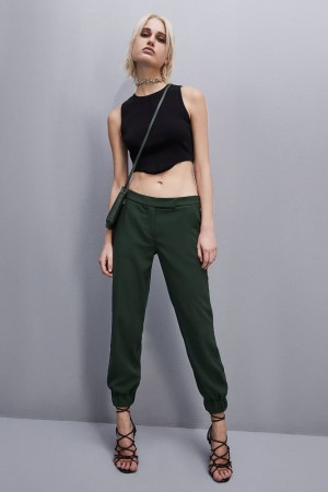 Patrizia Pepe Low-waisted Crepe Jogger Pants Vihreä | UTF851964