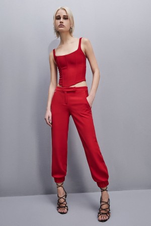 Patrizia Pepe Low-waisted Jogger Pants Punainen | MPS810275