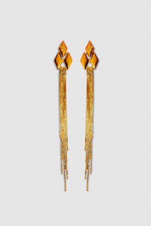 Patrizia Pepe Pendant Earrings With Micro Fly Links And Metal Fringing Oranssi | DZB869510