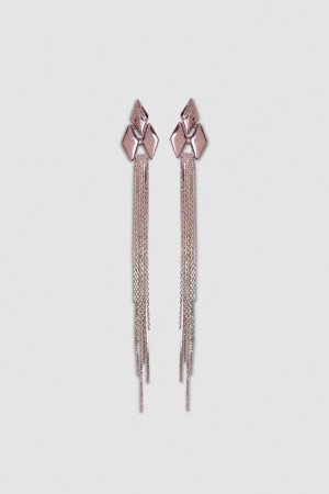 Patrizia Pepe Pendant Earrings With Micro Fly Links And Metal Fringing Pinkki | WJF687142