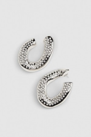 Patrizia Pepe Rhinestone Maxichain Earrings Hopea | TCA283519