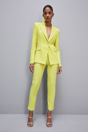 Patrizia Pepe Slim Cigarette Pants In Sablè Crepe Fabric Keltainen | JIH154678