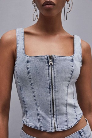 Patrizia Pepe Stretch Denim Top Vaaleansininen | VBW708562