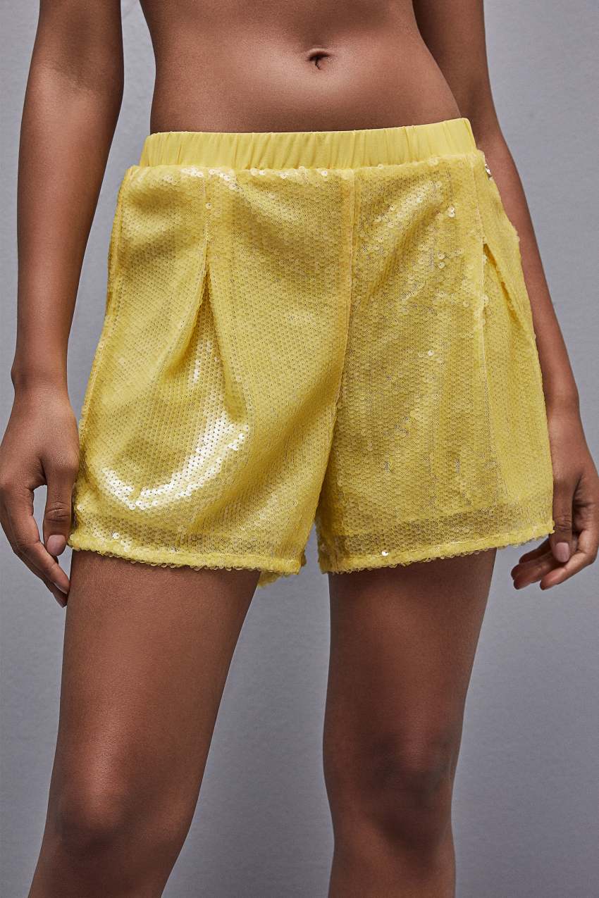 Patrizia Pepe All-over Sequin Short Keltainen | CQU019762