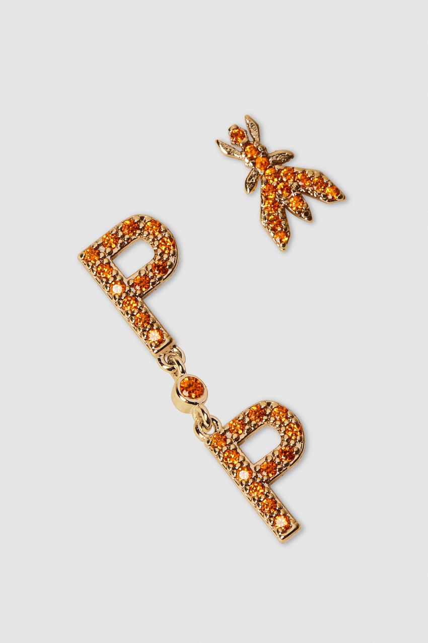 Patrizia Pepe Brass And Glass Earrings Oranssi | DKL158920