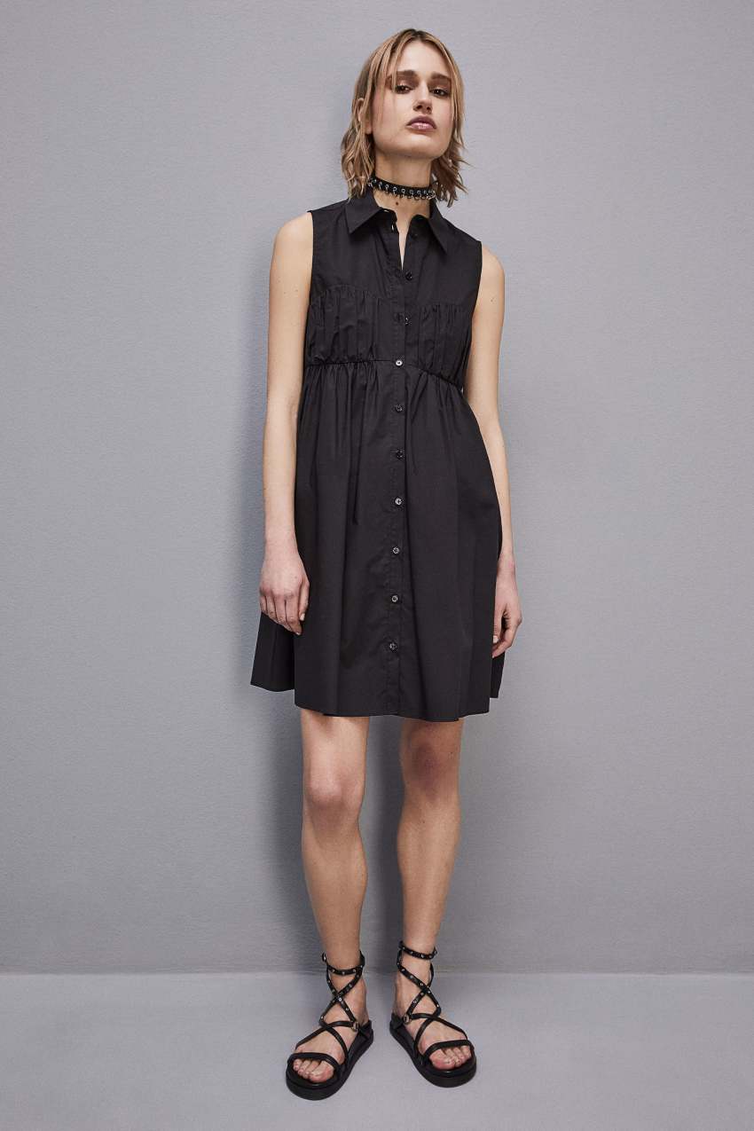 Patrizia Pepe Cotton Chemisier Mini Dress Mustat | DFQ906827