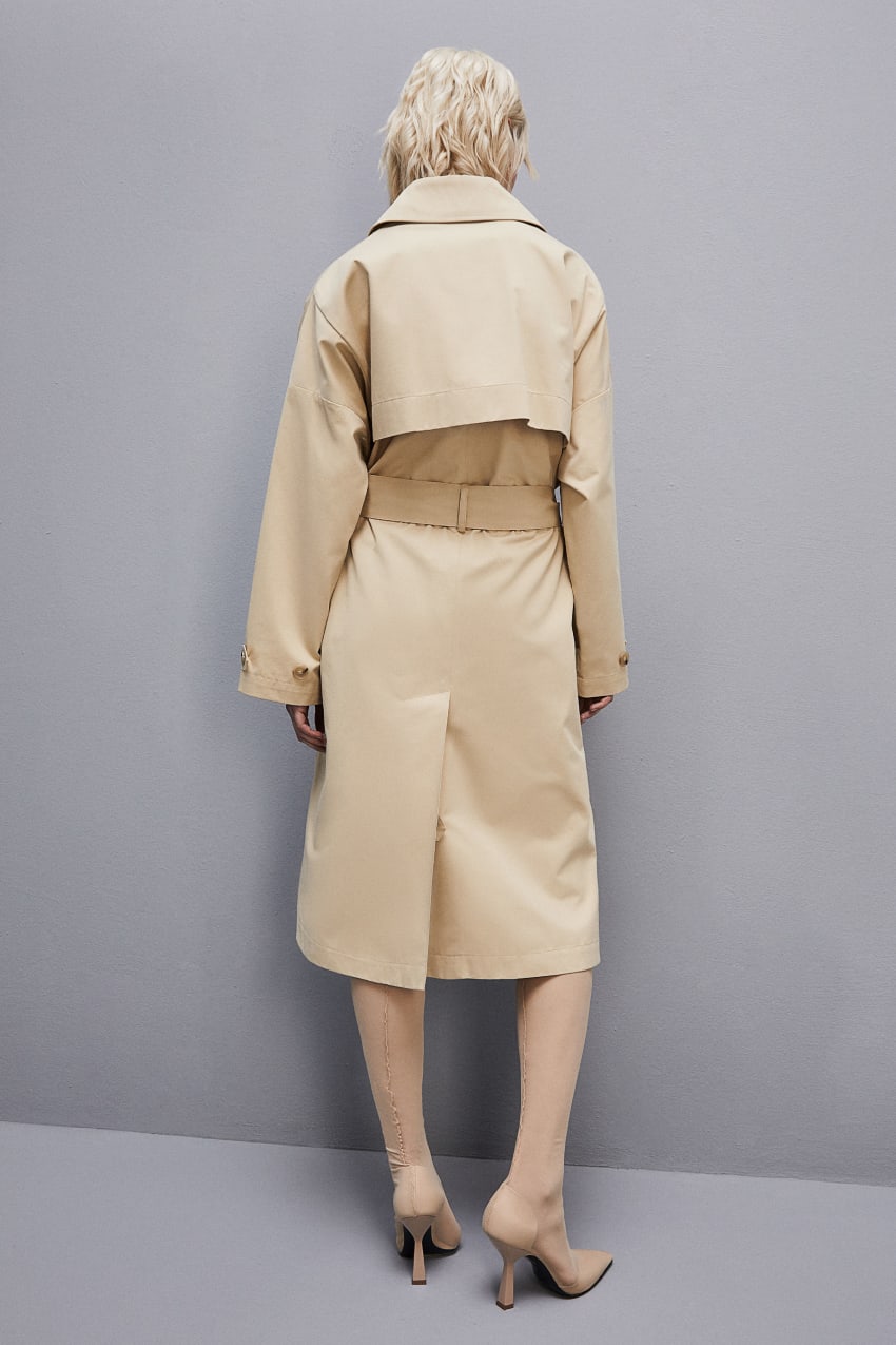 Patrizia Pepe Cotton Over Trench Coat Beige | IPO346892