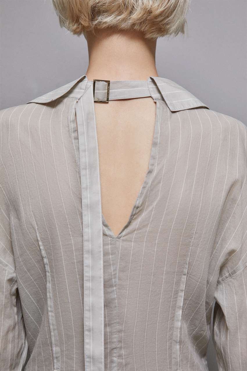 Patrizia Pepe Cotton Pinstripe Shirt Harmaat | FJK859736