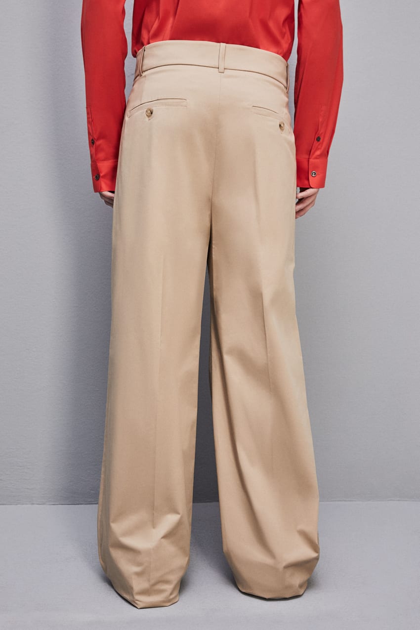 Patrizia Pepe Cotton Twill Pleated Pants Beige | WDQ248375