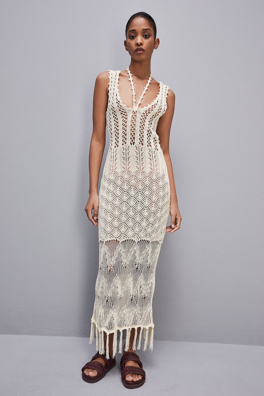 Patrizia Pepe Crochet-effect Dress Made Of Recycled Nylon Valkoinen | UEY723964