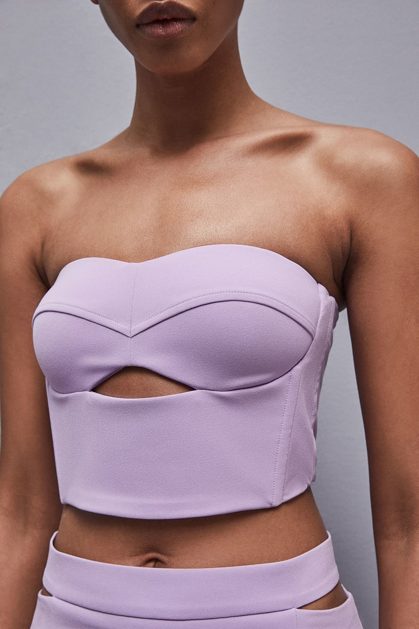 Patrizia Pepe Cut-out Bustier Top In Sablé Crepe Fabric Violetit | QBJ965047