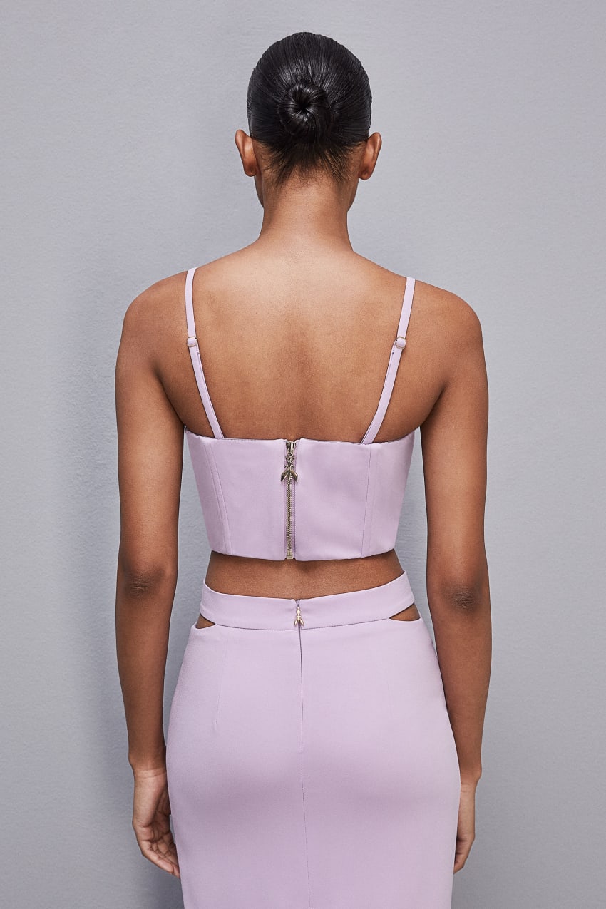 Patrizia Pepe Cut-out Bustier Top In Sablé Crepe Fabric Violetit | QBJ965047