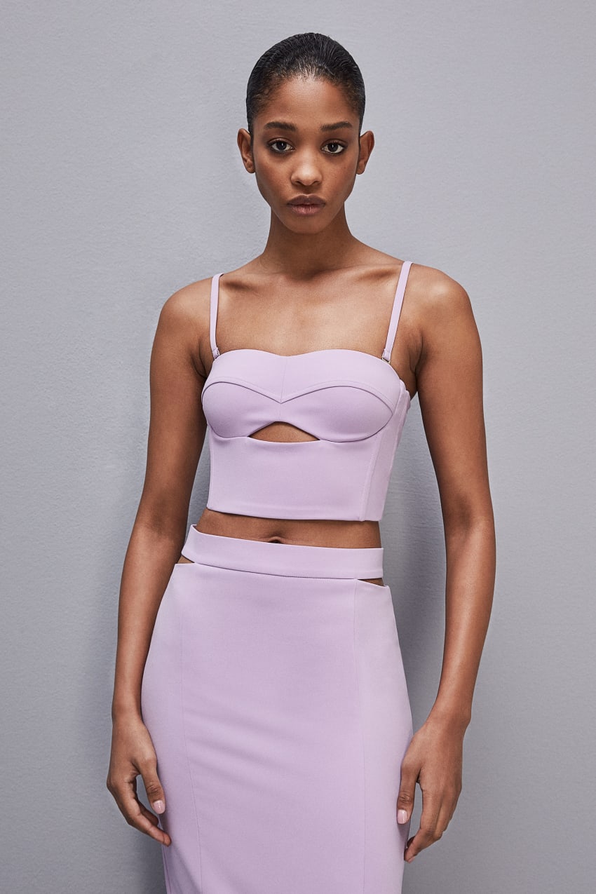 Patrizia Pepe Cut-out Bustier Top In Sablé Crepe Fabric Violetit | QBJ965047