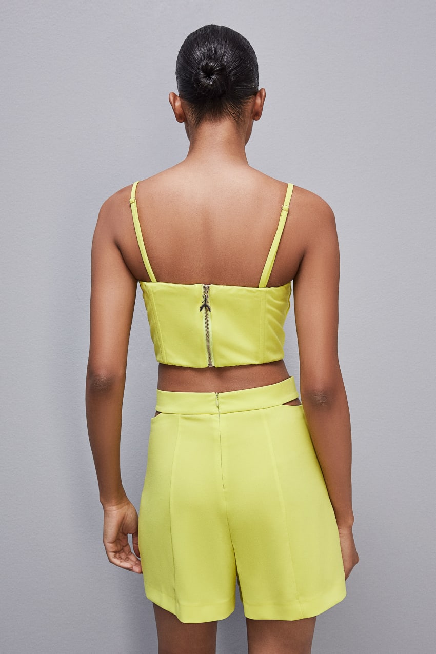 Patrizia Pepe Cut-out Bustier Top In Sablé Crepe Fabric Keltainen | ZUD853291