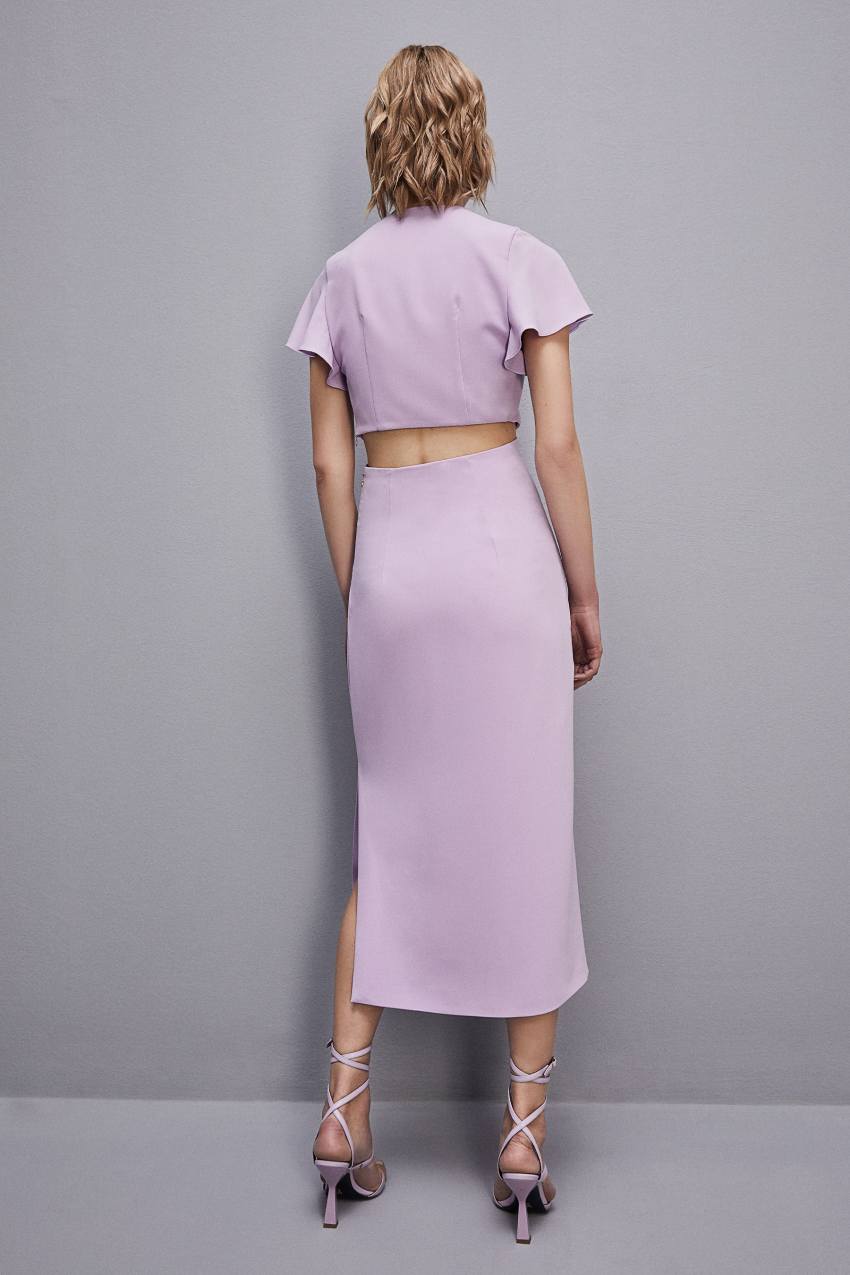 Patrizia Pepe Cut-out Midi Dress In Sablè Crepe Violetit | PNZ780365