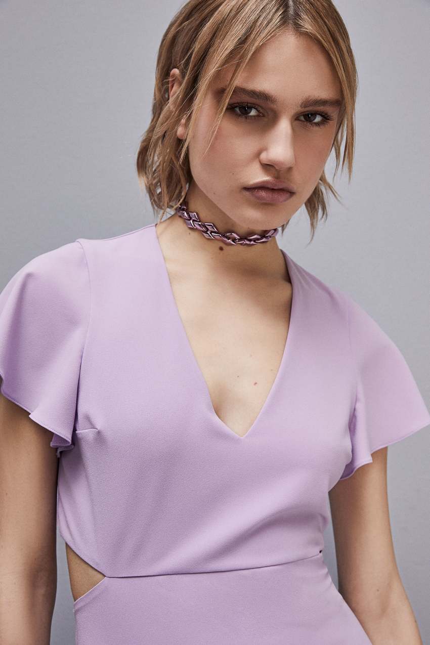 Patrizia Pepe Cut-out Midi Dress In Sablè Crepe Violetit | PNZ780365