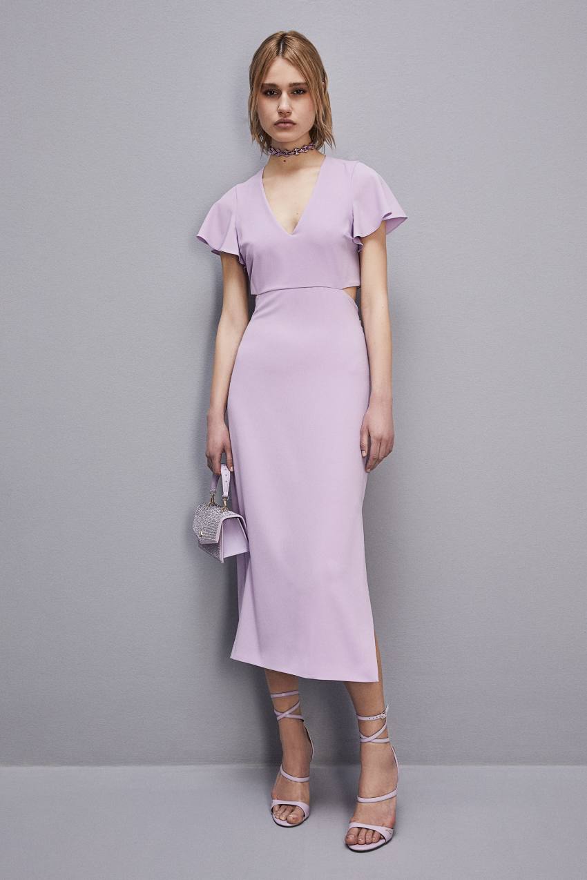 Patrizia Pepe Cut-out Midi Dress In Sablè Crepe Violetit | PNZ780365