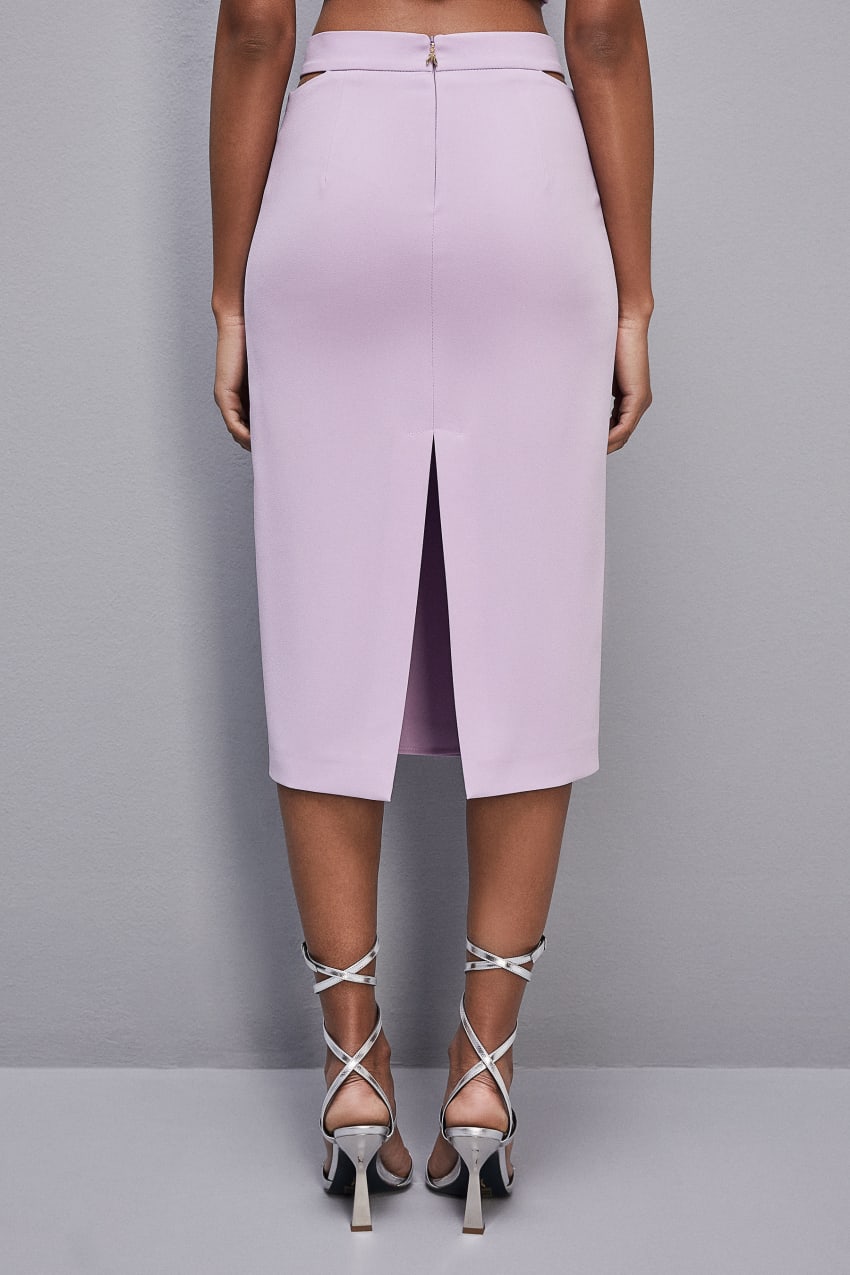 Patrizia Pepe Cut-out Midi Skirt In Sablè Crepe Violetit | VTA654178