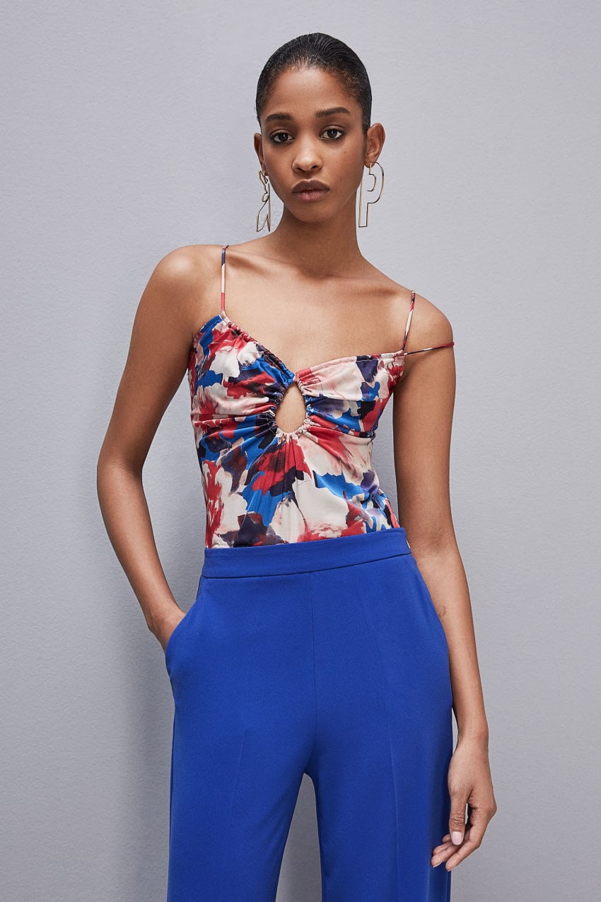 Patrizia Pepe Cut-out Top With Straps In Viscose Satin Monivärinen | ZAD649138