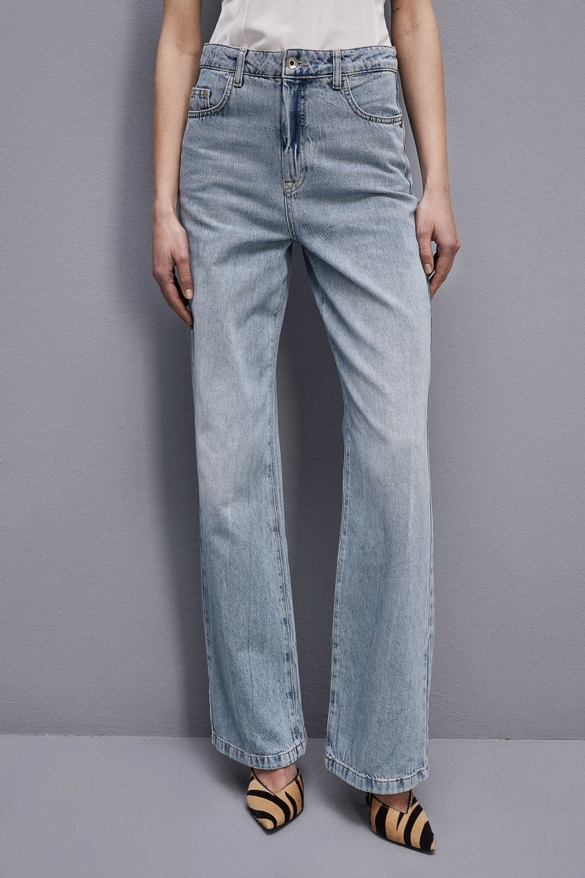 Patrizia Pepe Denim Pants With Rhinestones Vaaleansininen | JSO083549