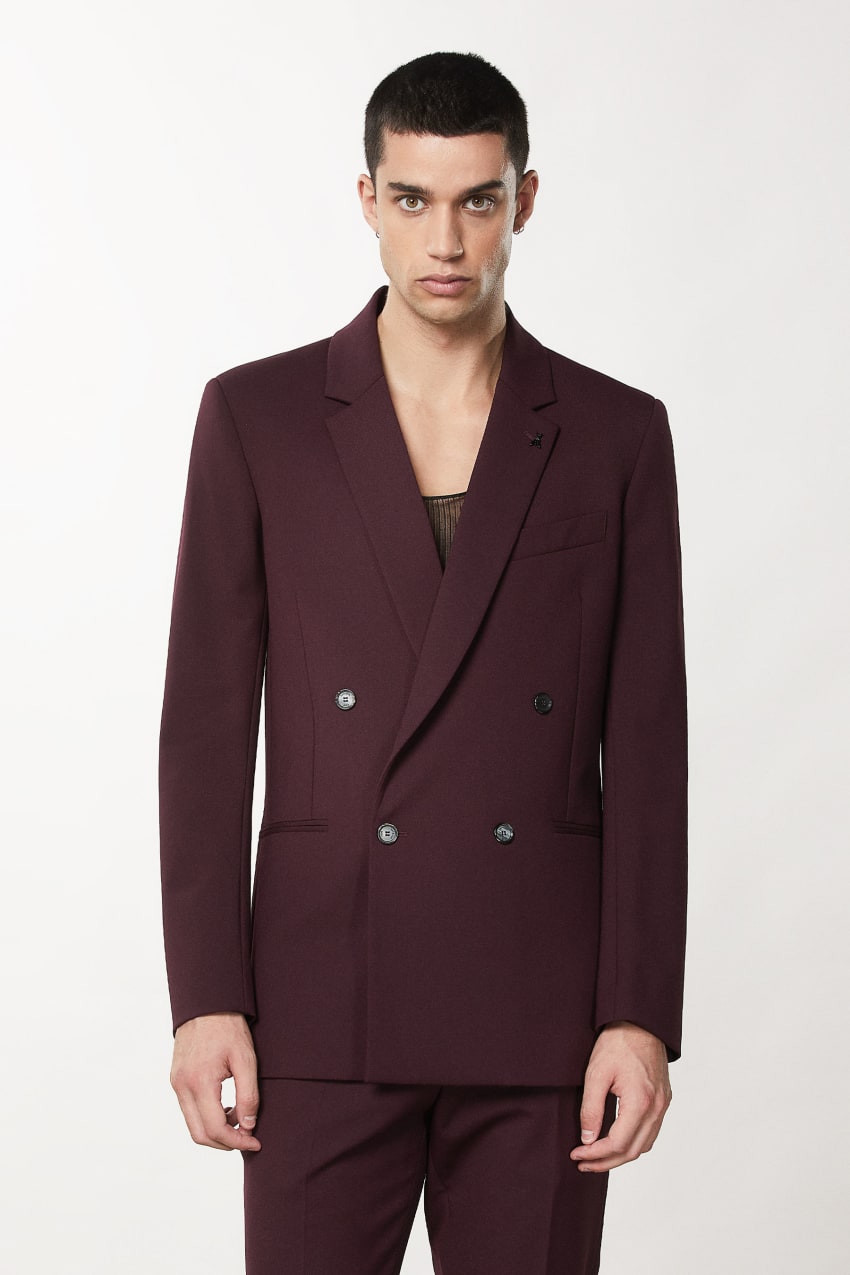 Patrizia Pepe Double-breasted Wool-blend Jacket Violetit | MYW387962