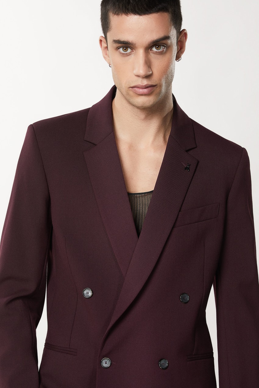 Patrizia Pepe Double-breasted Wool-blend Jacket Violetit | MYW387962