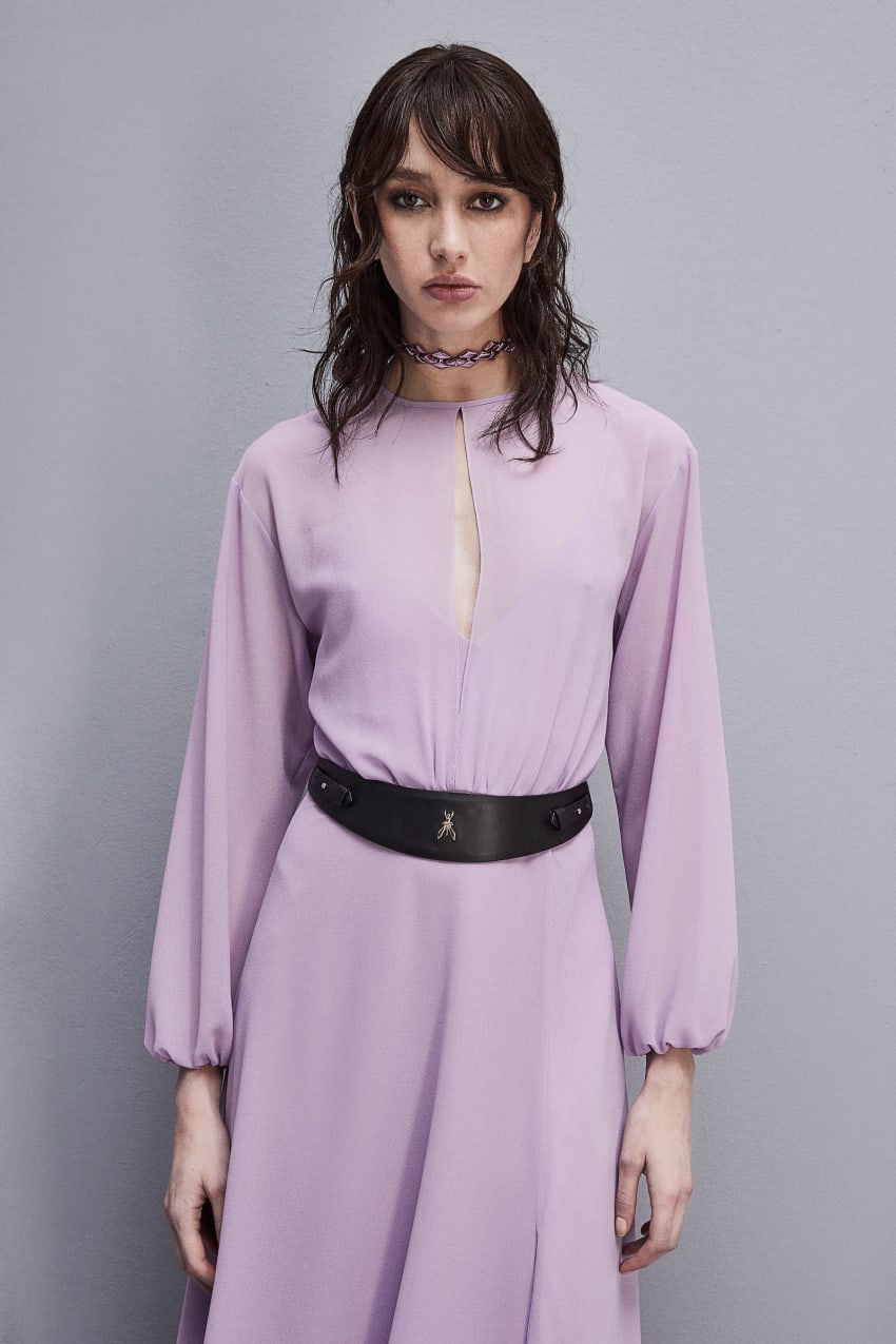 Patrizia Pepe Double-breasted-effect Dress With Soft Sleeves Violetit | RGQ207861