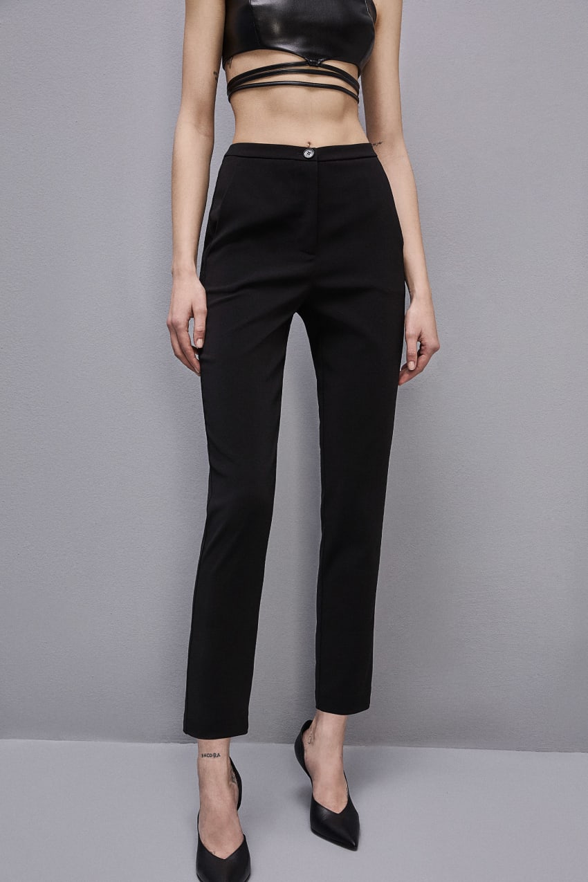 Patrizia Pepe Essential Cigarette Pants Mustat | CGX436517