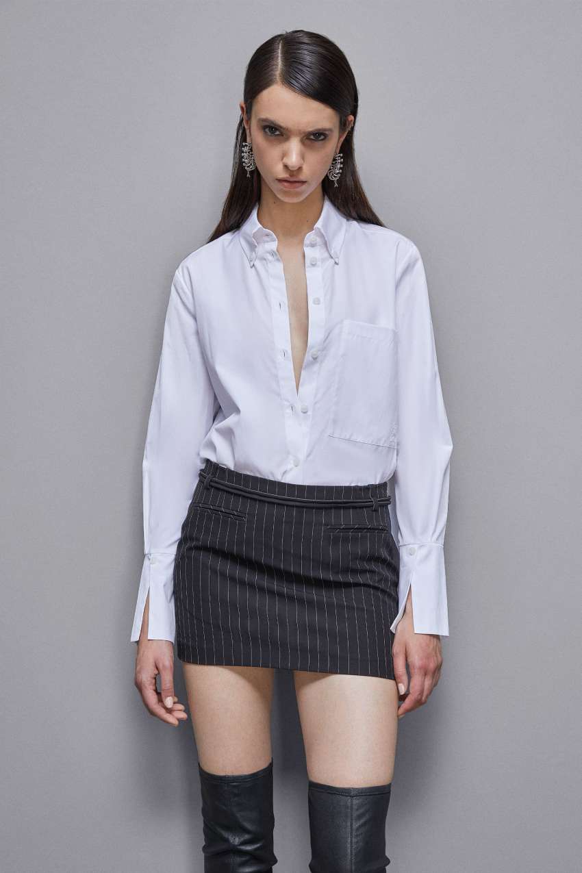 Patrizia Pepe Essential Cotton Shirt With Pocket Valkoinen | BVP392487