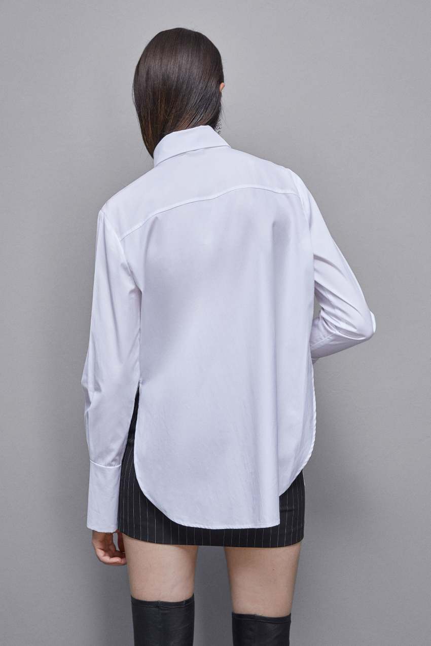 Patrizia Pepe Essential Cotton Shirt With Pocket Valkoinen | BVP392487