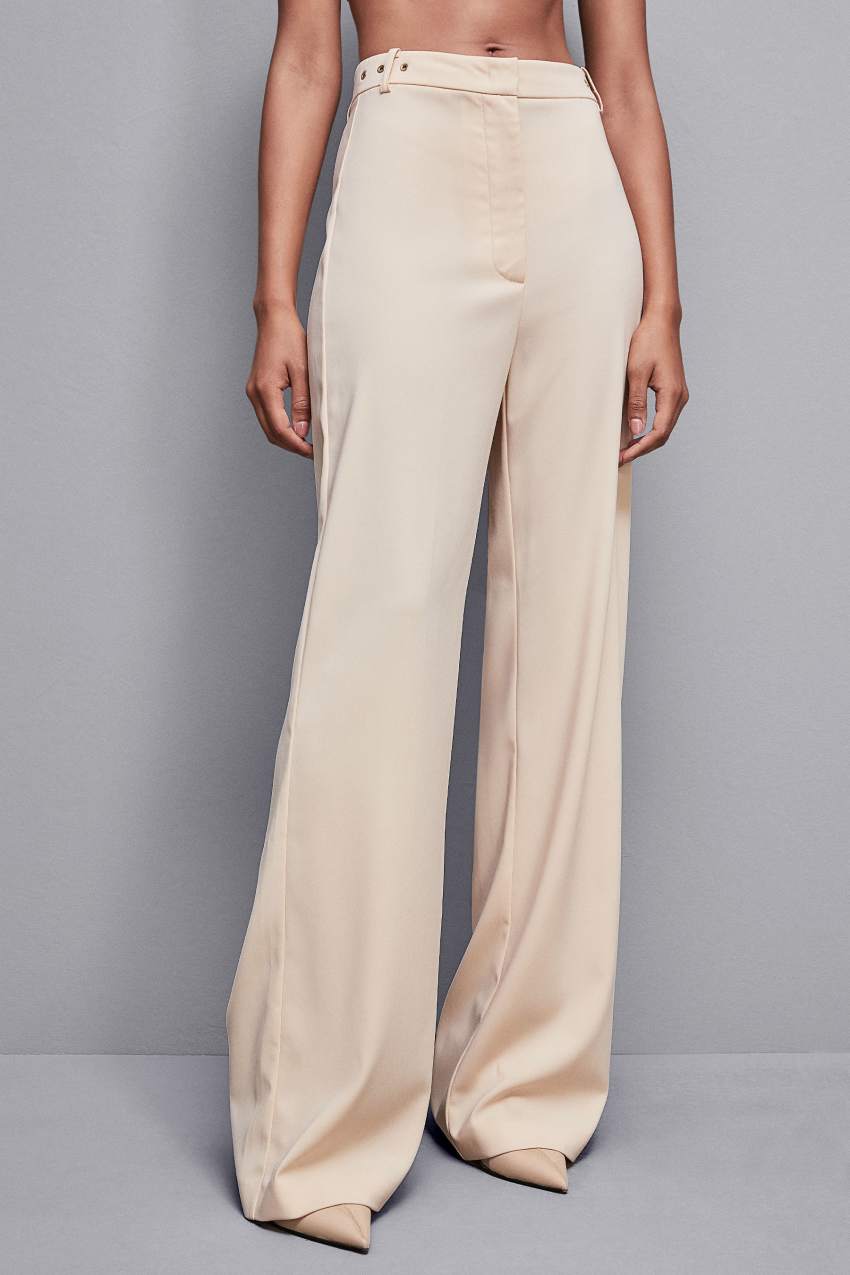 Patrizia Pepe Essential Crepe Palazzo-fit Pants Beige | ZAN409815